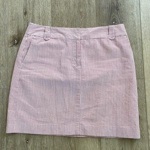 LOFT Red & White Striped Seersucker Skirt